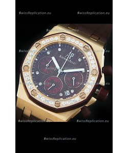 Audemars Piguet Royal Oak Offshore Lady Alinghi Swiss Watch in Maroon Checkered Dial
