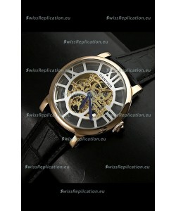 Cartier Ronde de Japanese Replica Watch in Skeleton Yellow Gold Dial