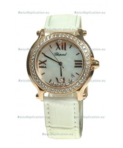 Chopard Happy Sport Swiss Ladies Swiss Replica Gold Watch in Diamond Bezel