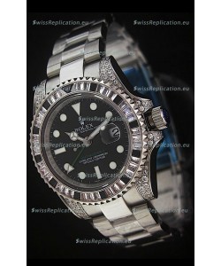Rolex Pro-Hunter GMT Master II Swiss Replica Steel Watch in Diamond Bezel