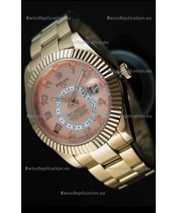 Rolex Sky-Dweller 18K Rose Gold Watch in Salmon Dial Arabic Numerals