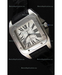 Cartier Santos De Cartier 1:1 Mirror Replica Black Strap 33MM Ladies Watch 