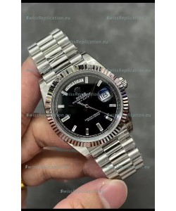 Rolex Day Date Presidential Stainless Steel Black Dial Watch 40MM - 1:1 Mirror Quality