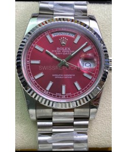 Rolex Day Date Presidential 904L Steel 36MM - Maroon Dial 1:1 Mirror Quality Watch