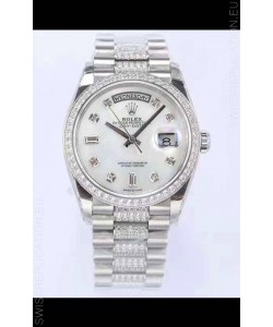 Rolex Day Date Presidential 904L Steel 36MM - White Pearl Dial 1:1 Mirror Quality Watch
