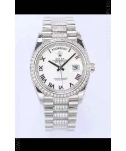 Rolex Day Date Presidential 904L Steel 36MM - White Roman Dial 1:1 Mirror Quality Watch