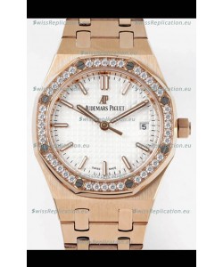 Audemars Piguet Royal Oak Swiss Automatic 34MM Swiss Watch in Rose Gold Casing - 1:1 Mirror Replica Edition