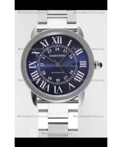 Ronde De Cartier Swiss Replica Watch - Stainless Steel Casing in Blue Dial 