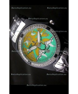 Corum Imitation Ceramics Japanese Replica Watch in Light Green & Yellow Dial