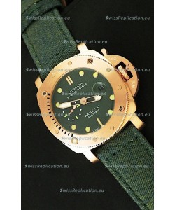 Panerai Luminor Submersible 1000M Japanese Automatic Rose Gold Watch in Green Dial