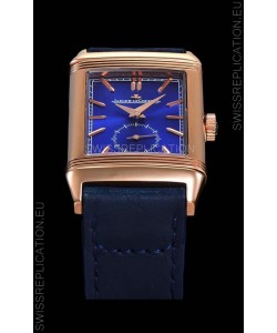 Jaeger LeCoultre Reverso Swiss Replica Watch in Rose Gold Casing - Blue Dial 