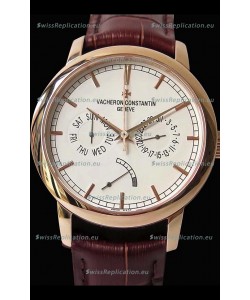 Vacheron Constantin Traditionnelle Day Date Pink Gold Swiss Replica Watch 